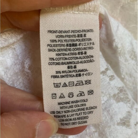 Free People Lace Back Burnout Striped Shirt XS Oversized White - Picture 6 of 7